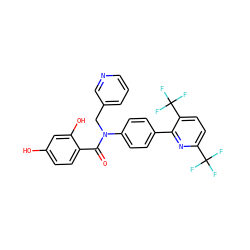 O=C(c1ccc(O)cc1O)N(Cc1cccnc1)c1ccc(-c2nc(C(F)(F)F)ccc2C(F)(F)F)cc1 ZINC000653679374