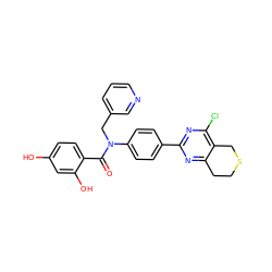 O=C(c1ccc(O)cc1O)N(Cc1cccnc1)c1ccc(-c2nc(Cl)c3c(n2)CCSC3)cc1 ZINC000653778471