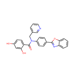 O=C(c1ccc(O)cc1O)N(Cc1cccnc1)c1ccc(-c2nc3ccccc3o2)cc1 ZINC000653666690