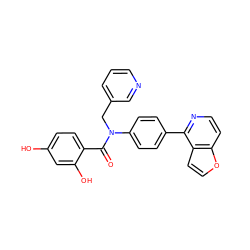 O=C(c1ccc(O)cc1O)N(Cc1cccnc1)c1ccc(-c2nccc3occc23)cc1 ZINC000653679377