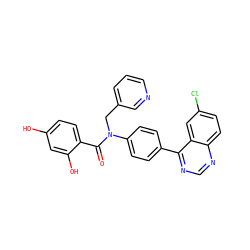 O=C(c1ccc(O)cc1O)N(Cc1cccnc1)c1ccc(-c2ncnc3ccc(Cl)cc23)cc1 ZINC000653760518