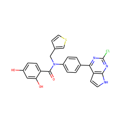 O=C(c1ccc(O)cc1O)N(Cc1ccsc1)c1ccc(-c2nc(Cl)nc3[nH]ccc23)cc1 ZINC000653678372