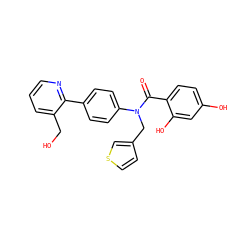 O=C(c1ccc(O)cc1O)N(Cc1ccsc1)c1ccc(-c2ncccc2CO)cc1 ZINC000653676849