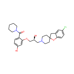 O=C(c1ccc(O)cc1OC[C@@H](O)CN1CCC2(CC1)Cc1cc(Cl)ccc1O2)N1CCCCC1 ZINC000096271611