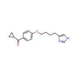 O=C(c1ccc(OCCCCc2c[nH]cn2)cc1)C1CC1 ZINC000026404489