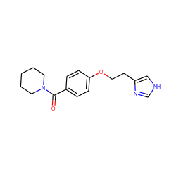 O=C(c1ccc(OCCc2c[nH]cn2)cc1)N1CCCCC1 ZINC000013758832