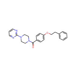 O=C(c1ccc(OCCc2ccccc2)cc1)N1CCN(c2ncccn2)CC1 ZINC000299826493