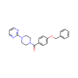 O=C(c1ccc(OCc2ccccc2)cc1)N1CCN(c2ncccn2)CC1 ZINC000008112883