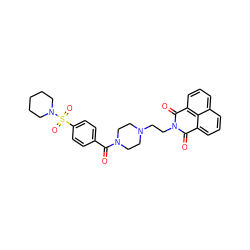 O=C(c1ccc(S(=O)(=O)N2CCCCC2)cc1)N1CCN(CCN2C(=O)c3cccc4cccc(c34)C2=O)CC1 ZINC000038152909