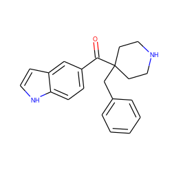 O=C(c1ccc2[nH]ccc2c1)C1(Cc2ccccc2)CCNCC1 ZINC000058582301