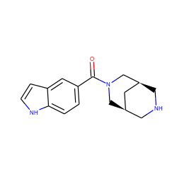 O=C(c1ccc2[nH]ccc2c1)N1C[C@@H]2CNC[C@@H](C2)C1 ZINC000103244631