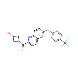 O=C(c1ccc2cc(Oc3ccc(C(F)(F)F)cn3)ccc2n1)N1CC(O)C1 ZINC001772637712