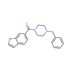 O=C(c1ccc2cc[nH]c2c1)N1CCN(Cc2ccccc2)CC1 ZINC000020621836