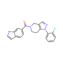 O=C(c1ccc2cc[nH]c2c1)N1CCc2c(cnn2-c2ccccc2Cl)C1 ZINC000028708546