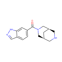 O=C(c1ccc2cn[nH]c2c1)N1C[C@@H]2CNC[C@@H](C2)C1 ZINC000103244633