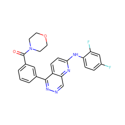 O=C(c1cccc(-c2nncc3nc(Nc4ccc(F)cc4F)ccc23)c1)N1CCOCC1 ZINC000138205792