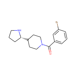 O=C(c1cccc(Br)c1)N1CCC([C@@H]2CCCN2)CC1 ZINC000063198504