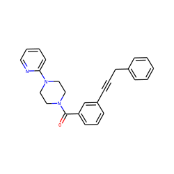 O=C(c1cccc(C#CCc2ccccc2)c1)N1CCN(c2ccccn2)CC1 ZINC000066251819