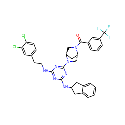 O=C(c1cccc(C(F)(F)F)c1)N1C[C@H]2C[C@H]1CN2c1nc(NCCc2ccc(Cl)c(Cl)c2)nc(NC2Cc3ccccc3C2)n1 ZINC000169331012