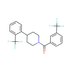 O=C(c1cccc(C(F)(F)F)c1)N1CCC(c2ccccc2C(F)(F)F)CC1 ZINC000169349278