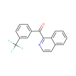 O=C(c1cccc(C(F)(F)F)c1)c1nccc2ccccc12 ZINC000000174087