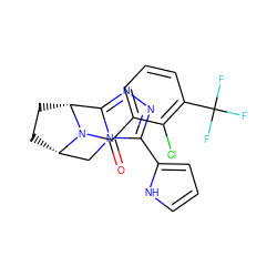 O=C(c1cccc(C(F)(F)F)c1Cl)N1[C@H]2CC[C@@H]1c1nnc(-c3ccc[nH]3)n1C2 ZINC000473227466