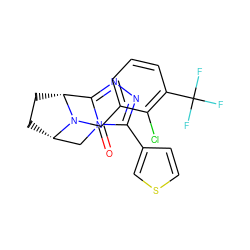 O=C(c1cccc(C(F)(F)F)c1Cl)N1[C@H]2CC[C@@H]1c1nnc(-c3ccsc3)n1C2 ZINC000226092623