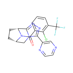 O=C(c1cccc(C(F)(F)F)c1Cl)N1[C@H]2CC[C@@H]1c1nnc(-c3cnccn3)n1C2 ZINC000226098249