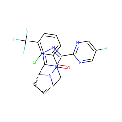 O=C(c1cccc(C(F)(F)F)c1Cl)N1[C@H]2CC[C@@H]1c1nnc(-c3ncc(F)cn3)n1C2 ZINC000226111102