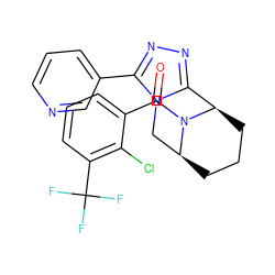 O=C(c1cccc(C(F)(F)F)c1Cl)N1[C@H]2CCC[C@@H]1c1nnc(-c3cccnc3)n1C2 ZINC000226085953