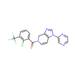 O=C(c1cccc(C(F)(F)F)c1Cl)N1C=Cc2c(ncn2-c2cnccn2)C1 ZINC000225970805