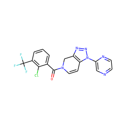 O=C(c1cccc(C(F)(F)F)c1Cl)N1C=Cc2c(nnn2-c2cnccn2)C1 ZINC000225999725