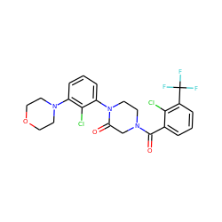 O=C(c1cccc(C(F)(F)F)c1Cl)N1CCN(c2cccc(N3CCOCC3)c2Cl)C(=O)C1 ZINC000059298073