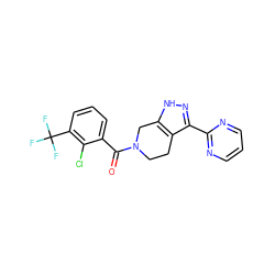 O=C(c1cccc(C(F)(F)F)c1Cl)N1CCc2c(-c3ncccn3)n[nH]c2C1 ZINC000226010787