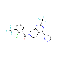 O=C(c1cccc(C(F)(F)F)c1Cl)N1CCc2c(nc(C(F)(F)F)nc2-c2ccn[nH]2)C1 ZINC000219510272