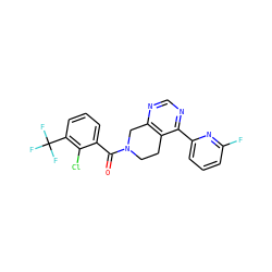 O=C(c1cccc(C(F)(F)F)c1Cl)N1CCc2c(ncnc2-c2cccc(F)n2)C1 ZINC000225948650