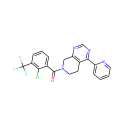 O=C(c1cccc(C(F)(F)F)c1Cl)N1CCc2c(ncnc2-c2ccccn2)C1 ZINC000219401322