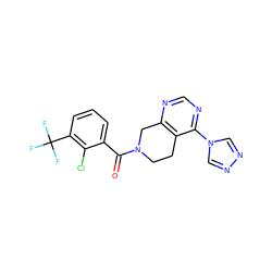 O=C(c1cccc(C(F)(F)F)c1Cl)N1CCc2c(ncnc2-n2cnnc2)C1 ZINC000219352827