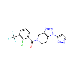 O=C(c1cccc(C(F)(F)F)c1Cl)N1CCc2c(nnn2-c2ccn[nH]2)C1 ZINC000218464126