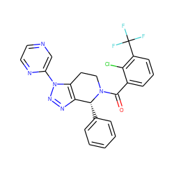 O=C(c1cccc(C(F)(F)F)c1Cl)N1CCc2c(nnn2-c2cnccn2)[C@H]1c1ccccc1 ZINC000218476090