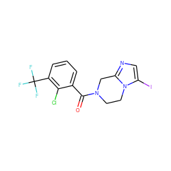 O=C(c1cccc(C(F)(F)F)c1Cl)N1CCn2c(I)cnc2C1 ZINC000068247211