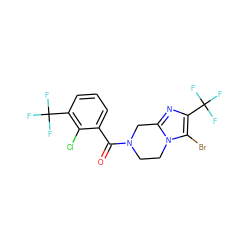 O=C(c1cccc(C(F)(F)F)c1Cl)N1CCn2c(nc(C(F)(F)F)c2Br)C1 ZINC000068247209