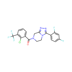 O=C(c1cccc(C(F)(F)F)c1Cl)N1CCn2c(nnc2-c2ccc(F)cc2F)C1 ZINC000095565495