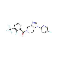 O=C(c1cccc(C(F)(F)F)c1F)N1CCc2c(ncn2-c2ccc(F)cn2)C1 ZINC000225975790