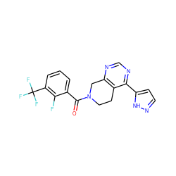 O=C(c1cccc(C(F)(F)F)c1F)N1CCc2c(ncnc2-c2ccn[nH]2)C1 ZINC000219367422