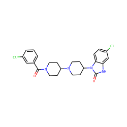 O=C(c1cccc(Cl)c1)N1CCC(N2CCC(n3c(=O)[nH]c4cc(Cl)ccc43)CC2)CC1 ZINC000045497119