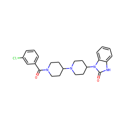 O=C(c1cccc(Cl)c1)N1CCC(N2CCC(n3c(=O)[nH]c4ccccc43)CC2)CC1 ZINC000040423244