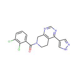 O=C(c1cccc(Cl)c1Cl)N1CCc2c(ncnc2-c2cn[nH]c2)C1 ZINC000219383245