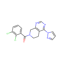 O=C(c1cccc(Cl)c1Cl)N1CCc2c(ncnc2-n2cccn2)C1 ZINC000219417953