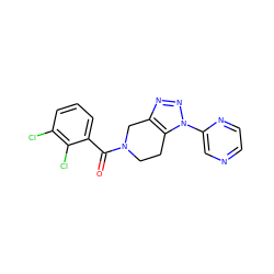 O=C(c1cccc(Cl)c1Cl)N1CCc2c(nnn2-c2cnccn2)C1 ZINC000218464227